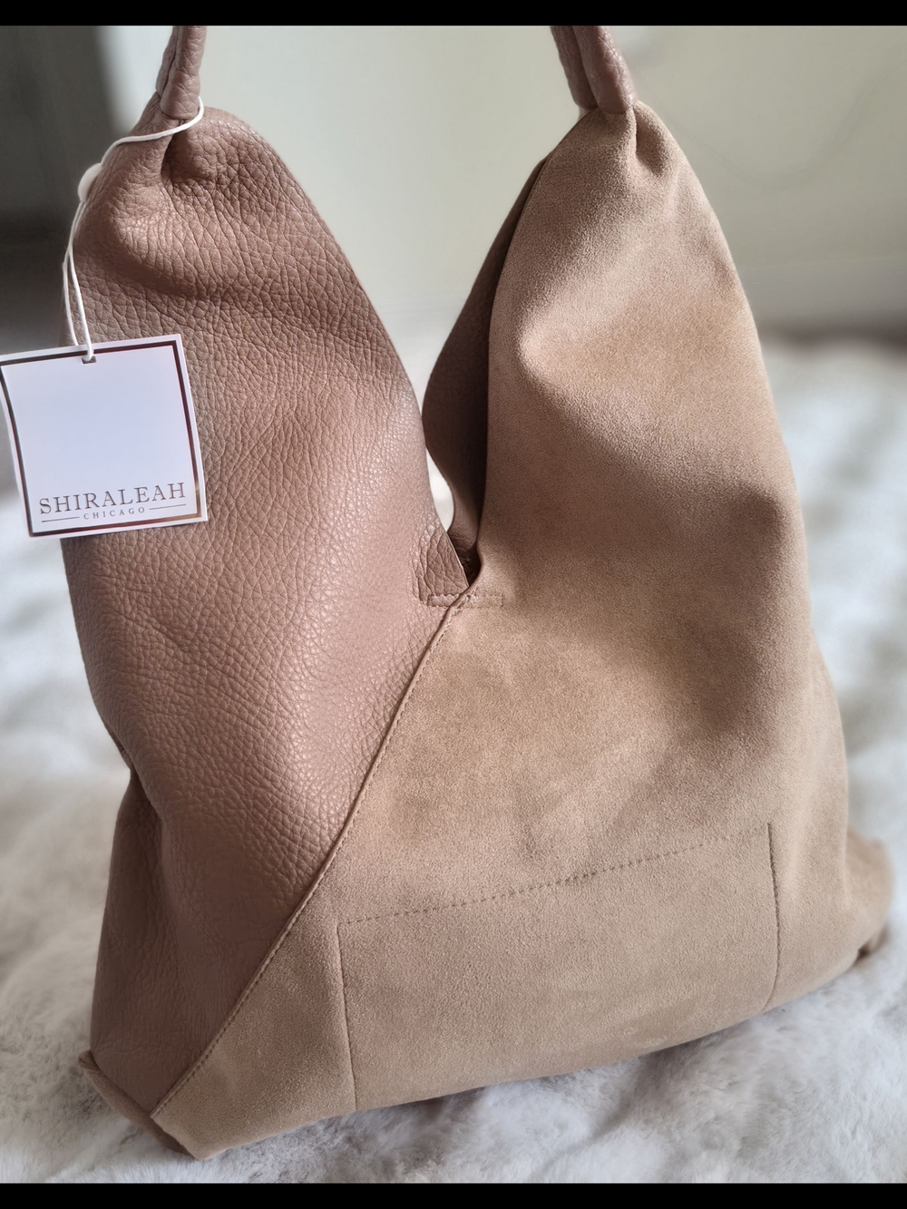 NWT Shiraleah Chicago Hobo Bag Blush Pink Suede Faux Leather Shoulder Purse